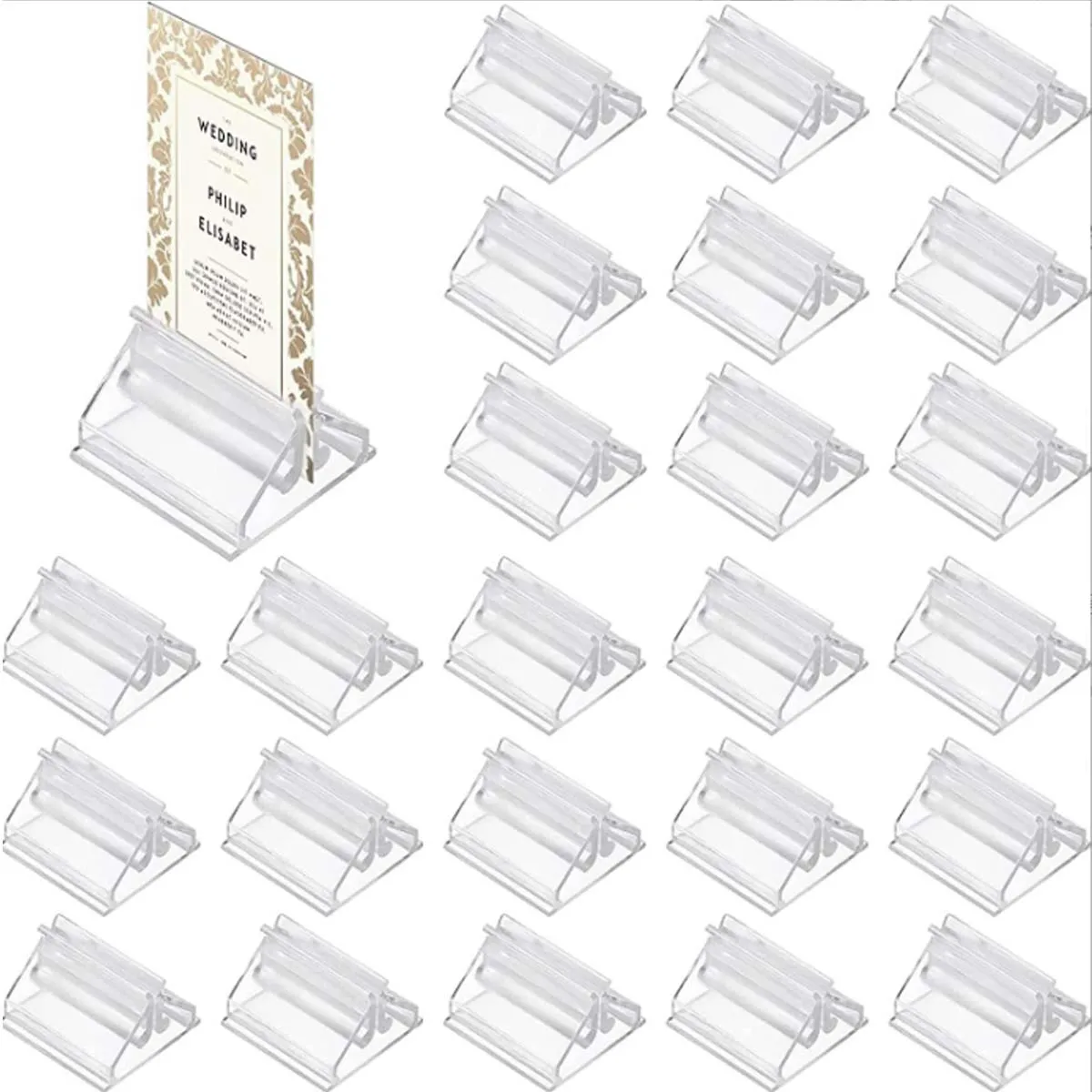 12/24/30 Stück kleine transparente Hochzeitskartenhalter aus Acryl für den Schreibtisch, geeignet zum Präsentieren von Hochzeitskarten, Notizen und Bildern.