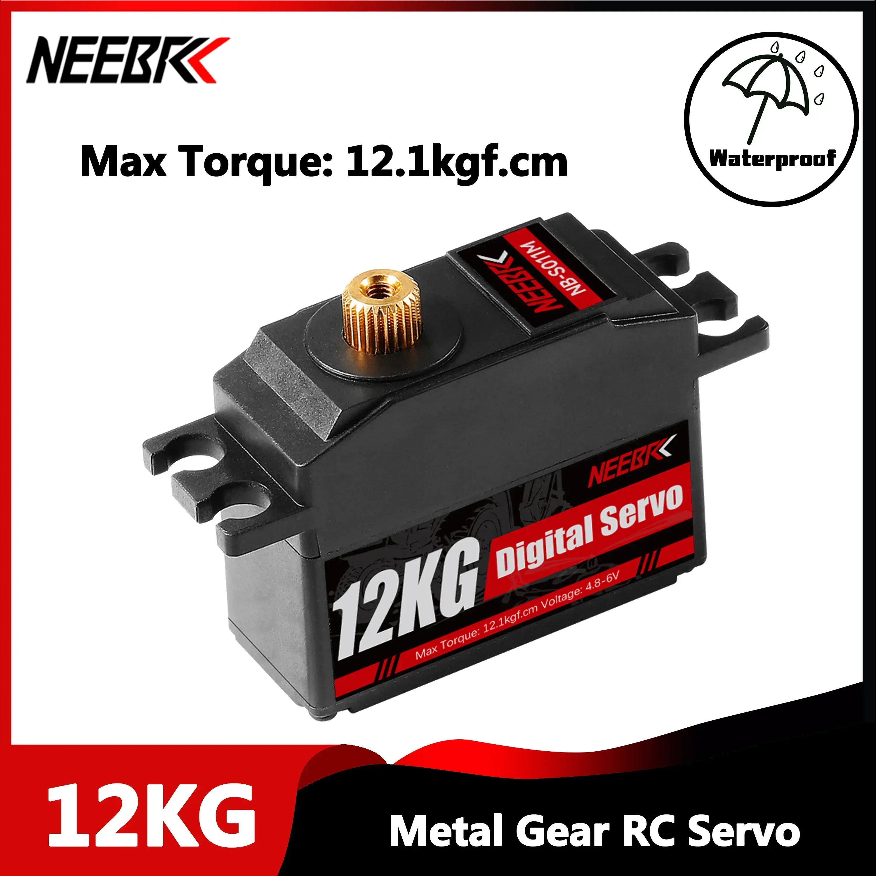 

NEEBRC 12KG Metal Gear Low Profile Waterproof Short Body Servo for 1/10 1/12 RC Car TRX4 Helicopter Plane Airplane MN128 WPL C54