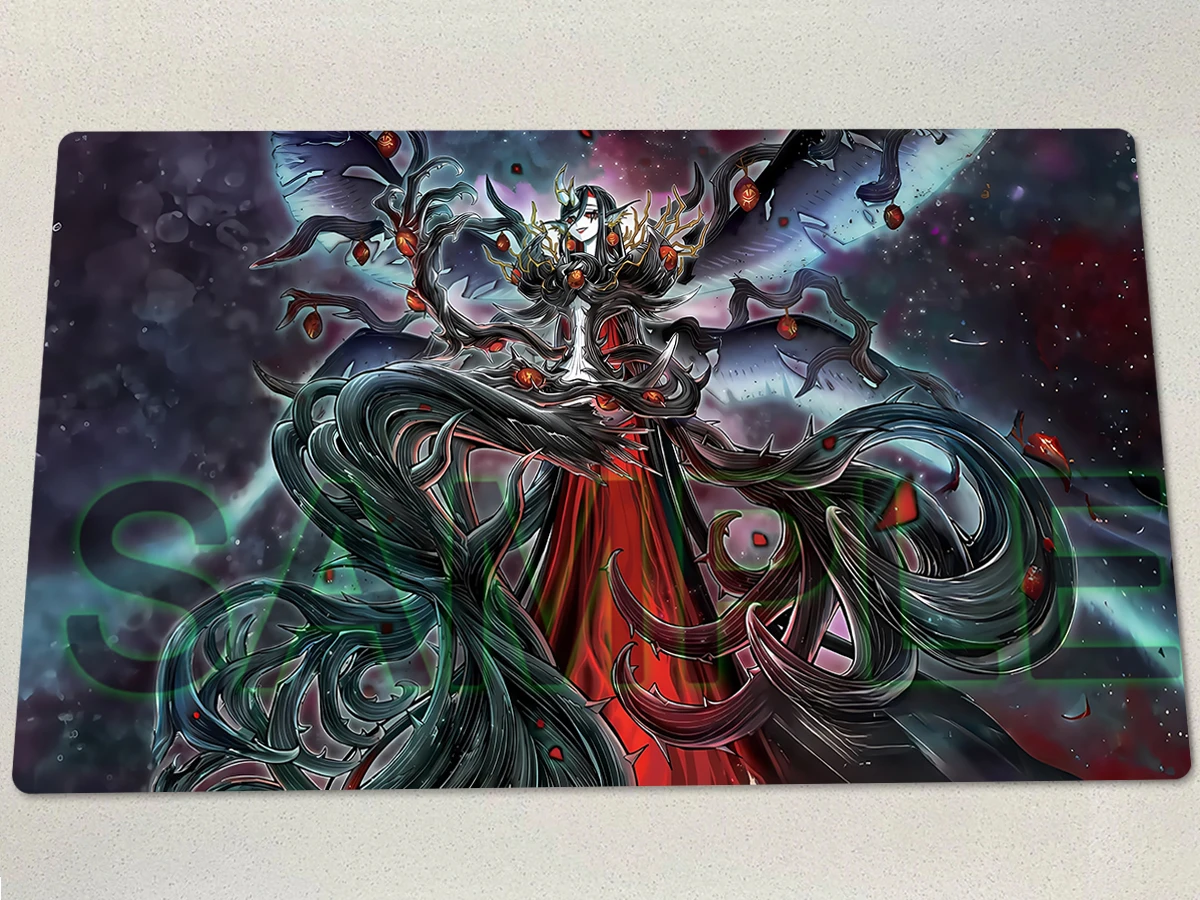

YuGiOh Queen Azamina Playmat TCG CCG Mat Board Game Pad Trading Card Game Mat Anime Mouse Pad Rubber Gaming Pad Free Bag 60x35cm