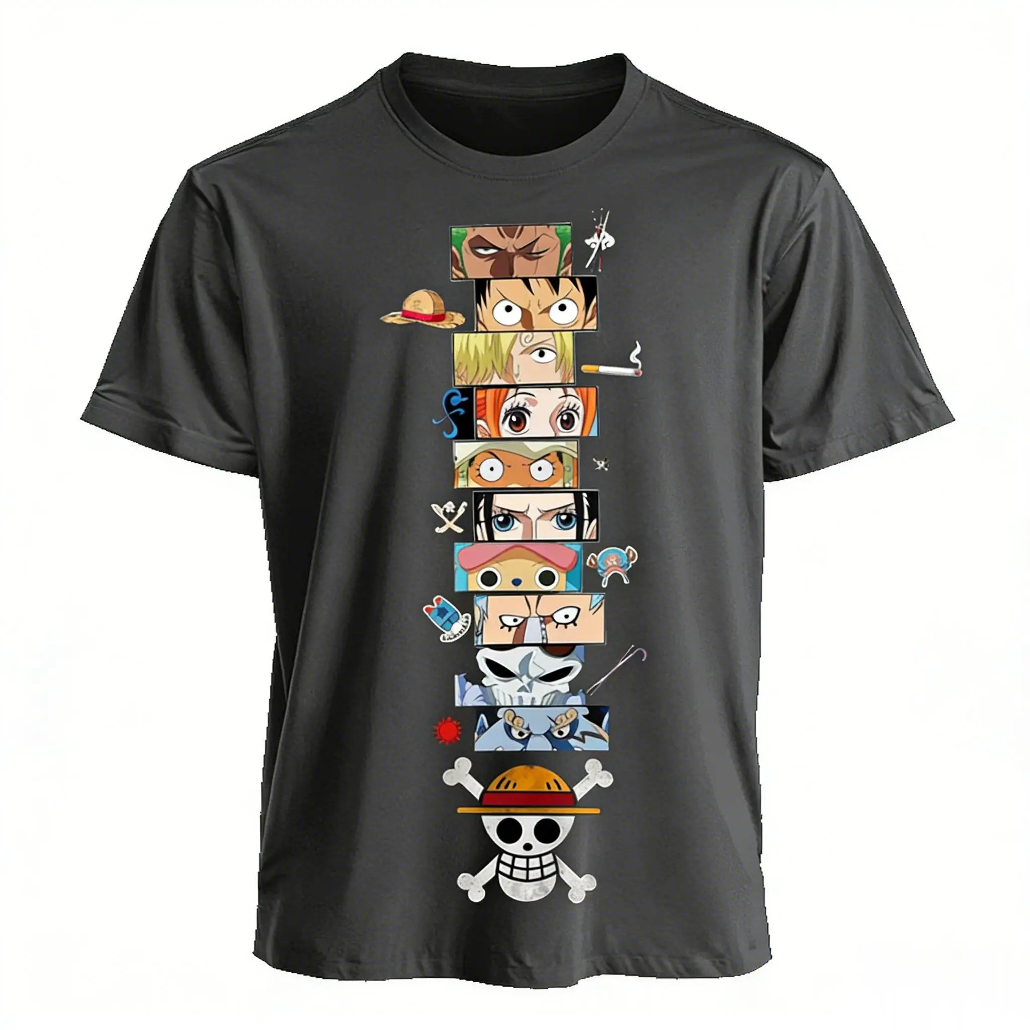 2026 One Piece Anime Luffy Zoro Ace T Shirt Men Summer Cotton Short Sleeve Graphic Tee Harajuku Streetwear Vintage Casual Tops gallery 3