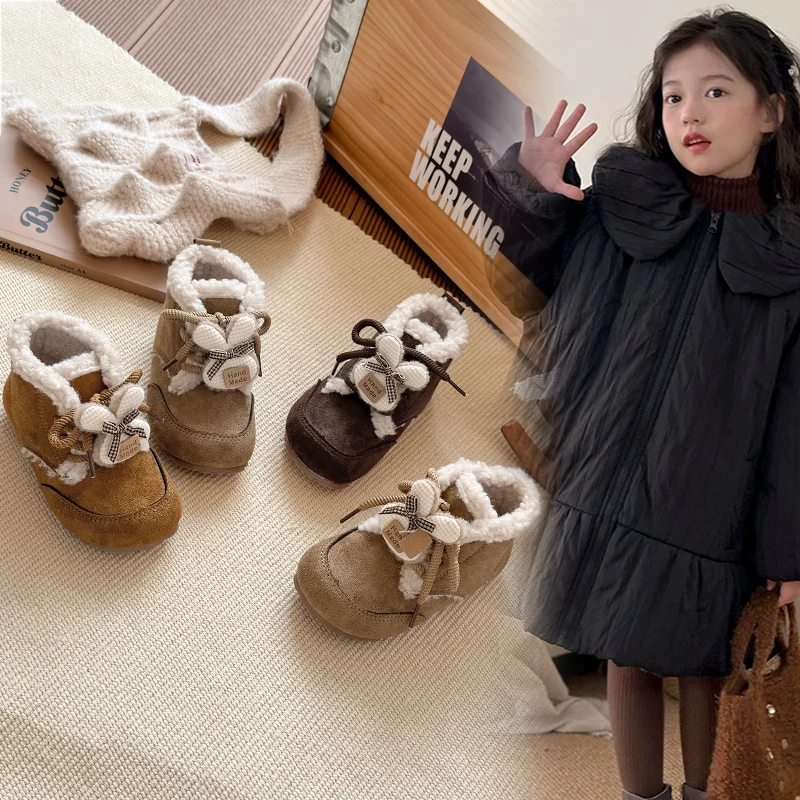 

Cute Fluffy Winter Boots for Children 2025 Faux Fur Snow Boots Girls Warm Comfortable Plush Kawaii Ankle Boots Shoes