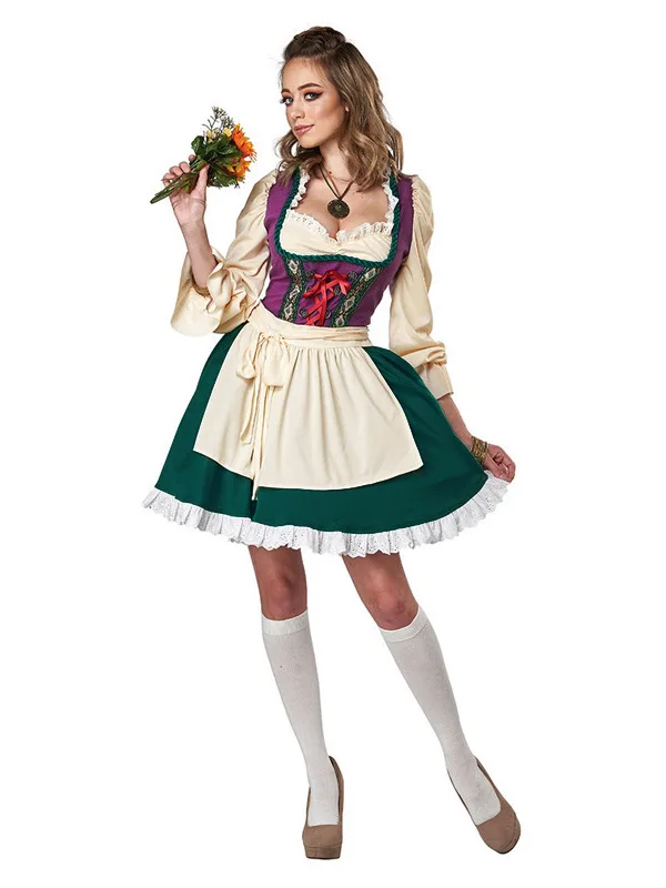 

Halloween Bavarian Beer Women's Dress Stage Costume Party Performance Work Uniform Cosplay Outfit Traditional Chinese Ethnic ...