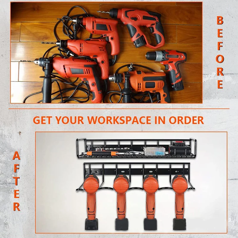 Imagem -06 - Mão Ferramenta Elétrica Organizador Rack Montado na Parede Rustproof Ferramenta Prateleira Broca Elétrica Suportes Heavy Duty para Oficina Garagem