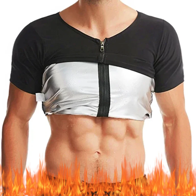 

Men Sauna Suit Shirts Heat Trapping Sweat Compression Body Shaper Fat Burning Shapewear Tops Gym Exercise Trimmer Waist Trainer