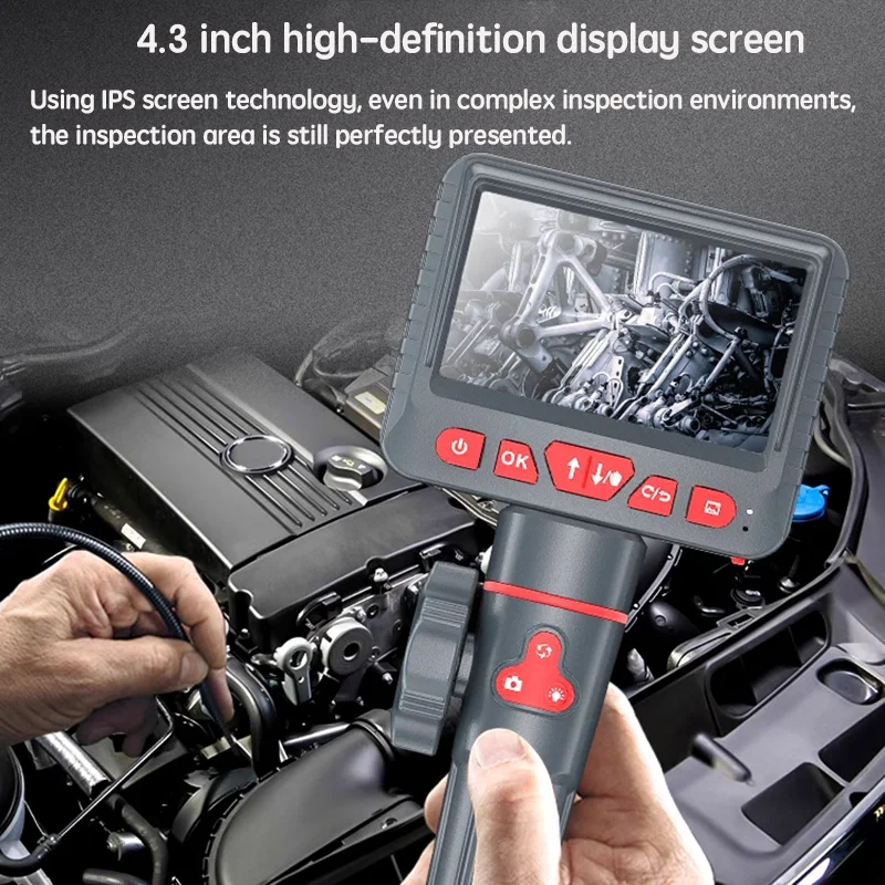 Steering Endoscope Camera 5.0inch 1m 2m 3m HD 1080P 6MM Steering Industrial Borescope Endoscope Camera Car Inspection Camera