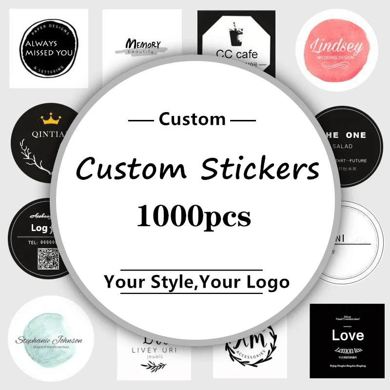 

1000PCS Custom Stickers Custom Sticker Logo Custom Sticker Personalized Wedding Birthday Baptism Business Print Your Own Sticker