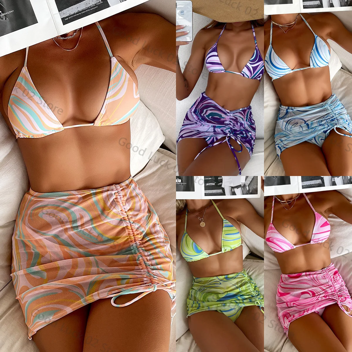 

2025 Sexy Swimsuit Bikini with Skirt Swimwear Swimsuit Women Separates Swimwear 3 Pcs Swimsuit Bathing Suit Summer