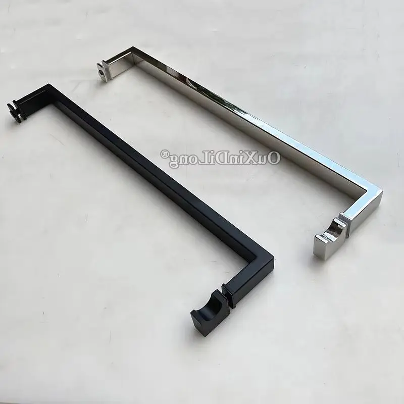 

304 Stainless Steel Bathroom Door Handles Shower Cabin Partition Glass Door Push Pull Handles Black/Chromed Hole Spacing 440mm