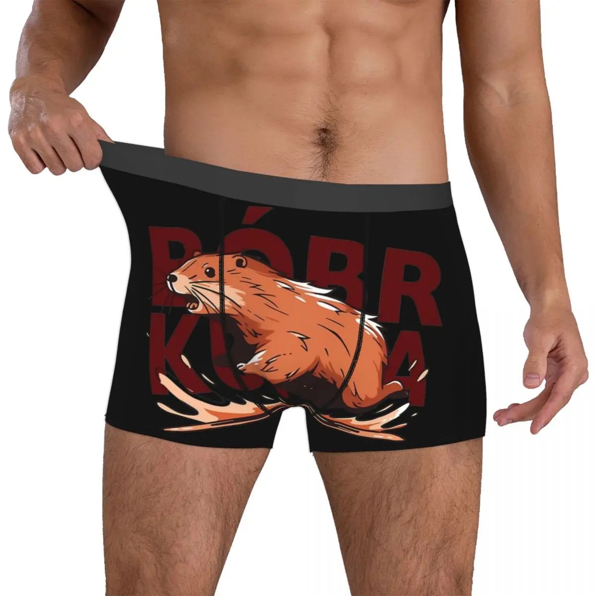 Men Funny Bobr Meme Beaver Boxer Briefs Shorts Panties Breathable Underwear Cute Animal Male Novelty Underpants