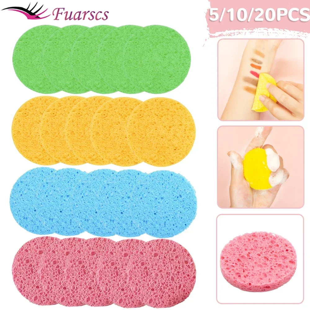 5/10/20pcs Face Round Makeup Remover Tool Natural Wood Pulp Sponge Cellulose Compress Cosmetic Puff Facial Washing Sponge