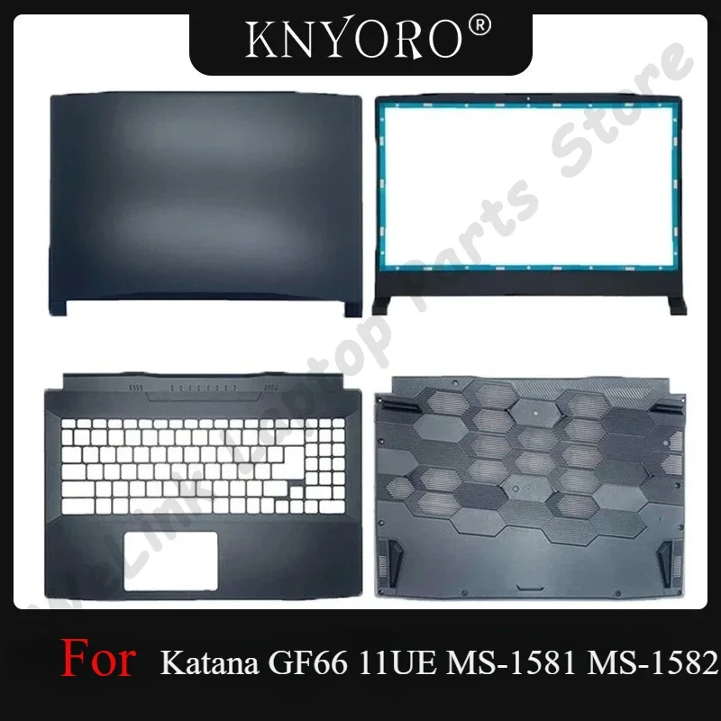 Neu für MSI Katana GF66 11UE MS-1581 MS-1582 MS-158K MS-1585 Laptop LCD-Rückabdeckung, vordere Blende, oberes Gehäuse, Handauflage, Unterseite, Schwarz