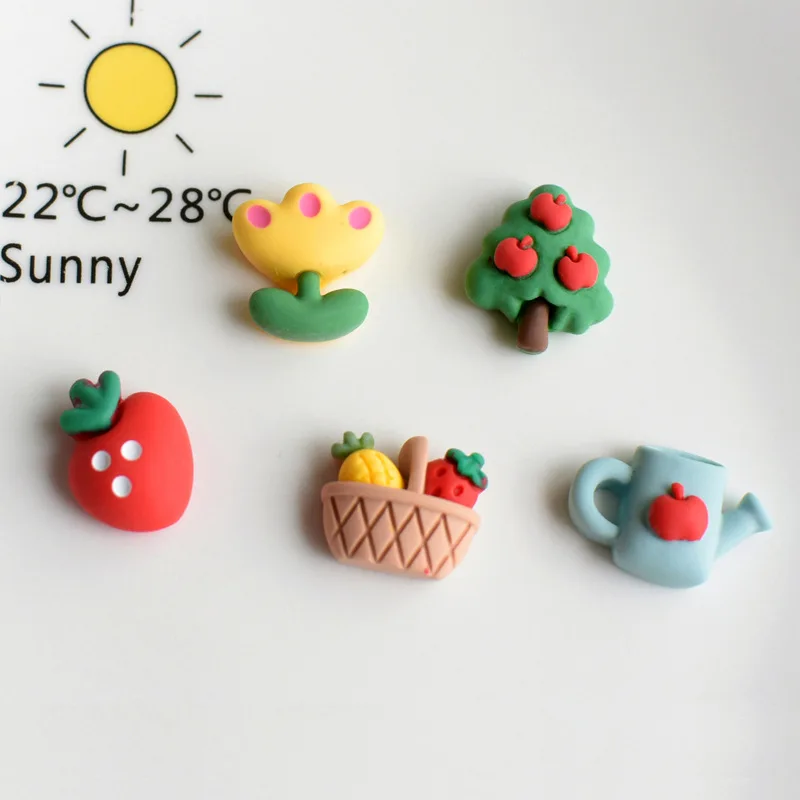 10pcs Cartoon Resin Mini Flower Fruit Basket Flatback Cabochon Scrapbooking Strawberry Decoration Accesorios Para Celulares