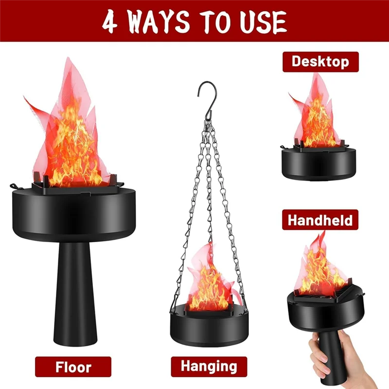 Fake Flame Lamp Faux Flame Light ABKP-USB Rechargeable 3D Fake Fire Portable Electric Campfire Light,