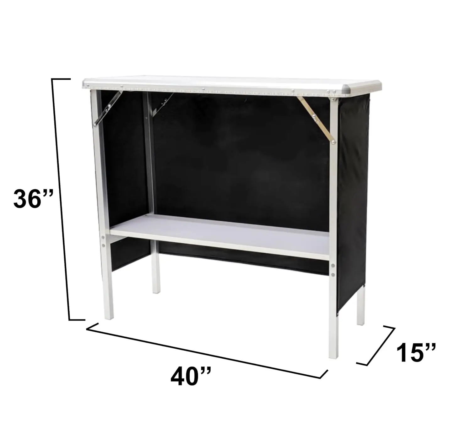 Folding Portable Party Bar W/Patended LED Lights, Black & Hawaiian Bar Skirts, Storage Shelf, & Carrying Case, Customized