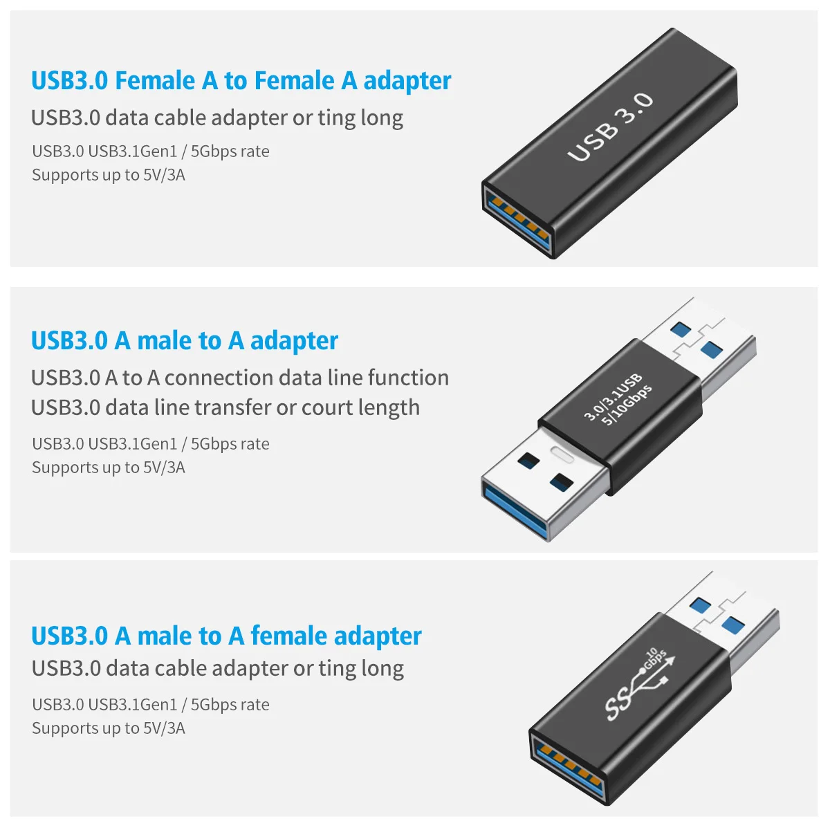 USB3.0 Connector USB To USB Adapter 5Gbps Male to Male Female USB Converter For SSD HDD Cable Extender USB 3.0 Extension Plug