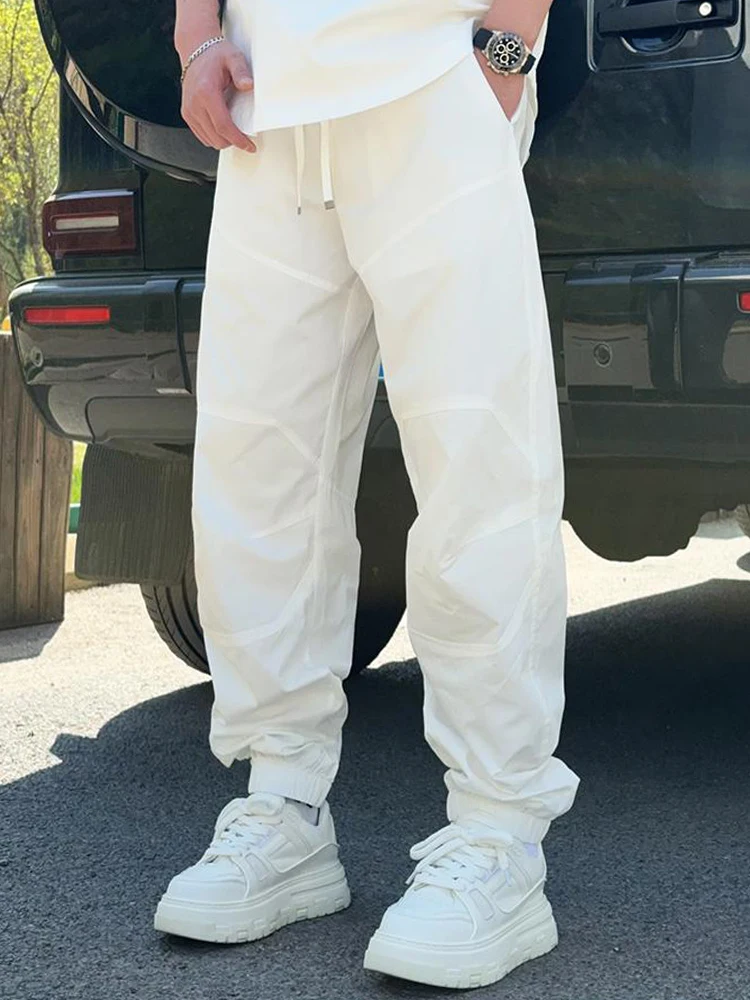 Spring Summer Men's Casual Trousers Harlan Loose Fit Comfortable Elastic Waist Pure Color Retro Workwear Pants Youthful Vitality