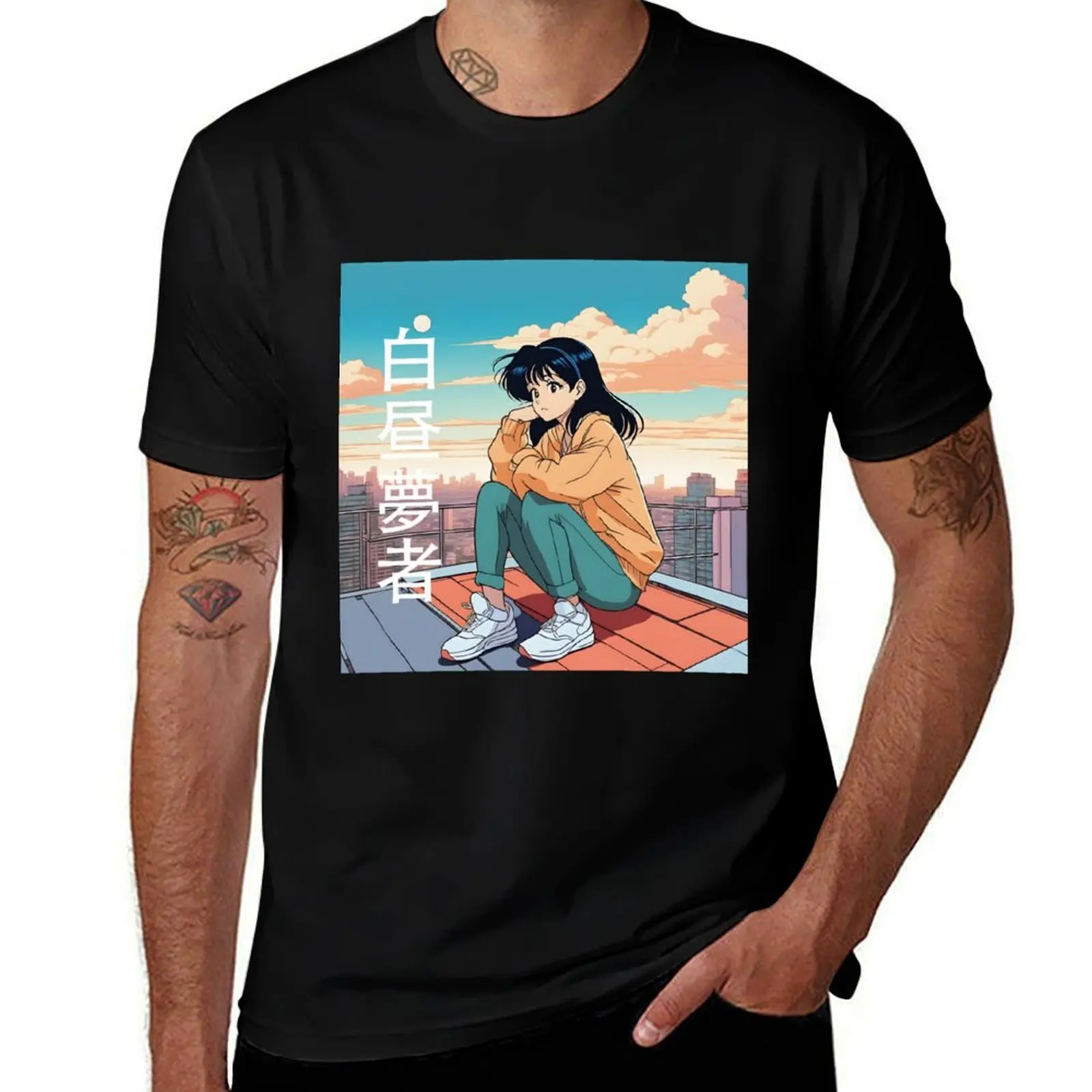Daydreamer 90s Anime Girl T-Shirt Stain Resistant Casual Tee T-Shirt