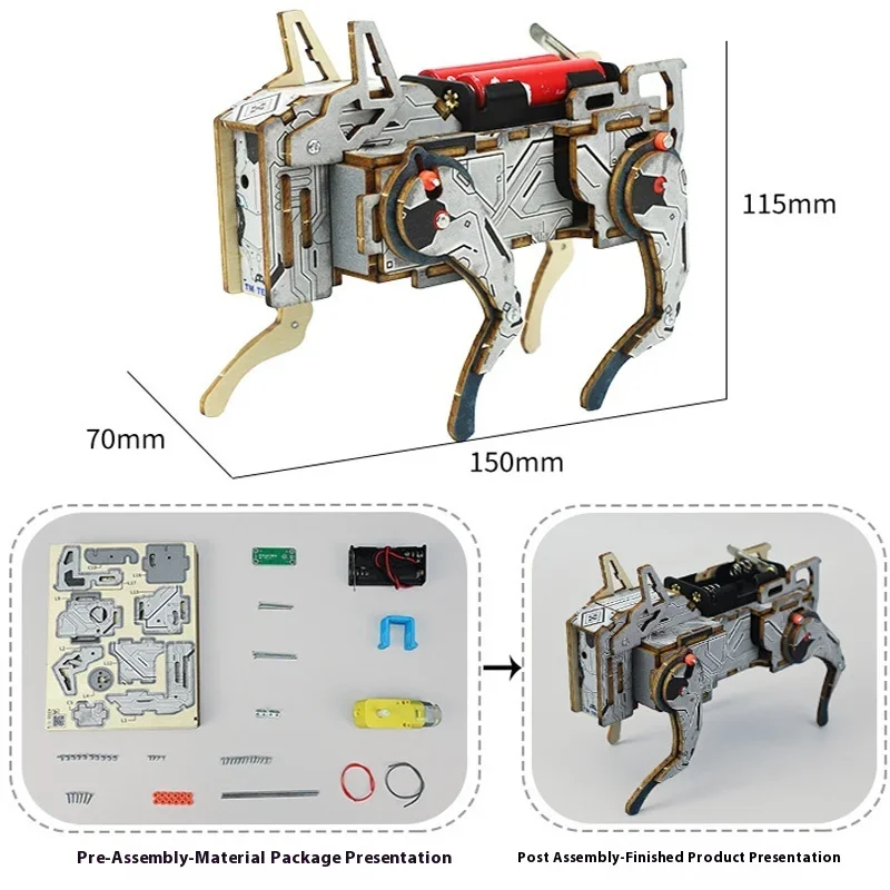 مجموعة أدوات جذع الكلب الميكانيكية للتحكم الصوتي، لعبة علمية خشبية، مشروع بناء تعليمي للأطفال، أداة تعلم الفصول الدراسية #5