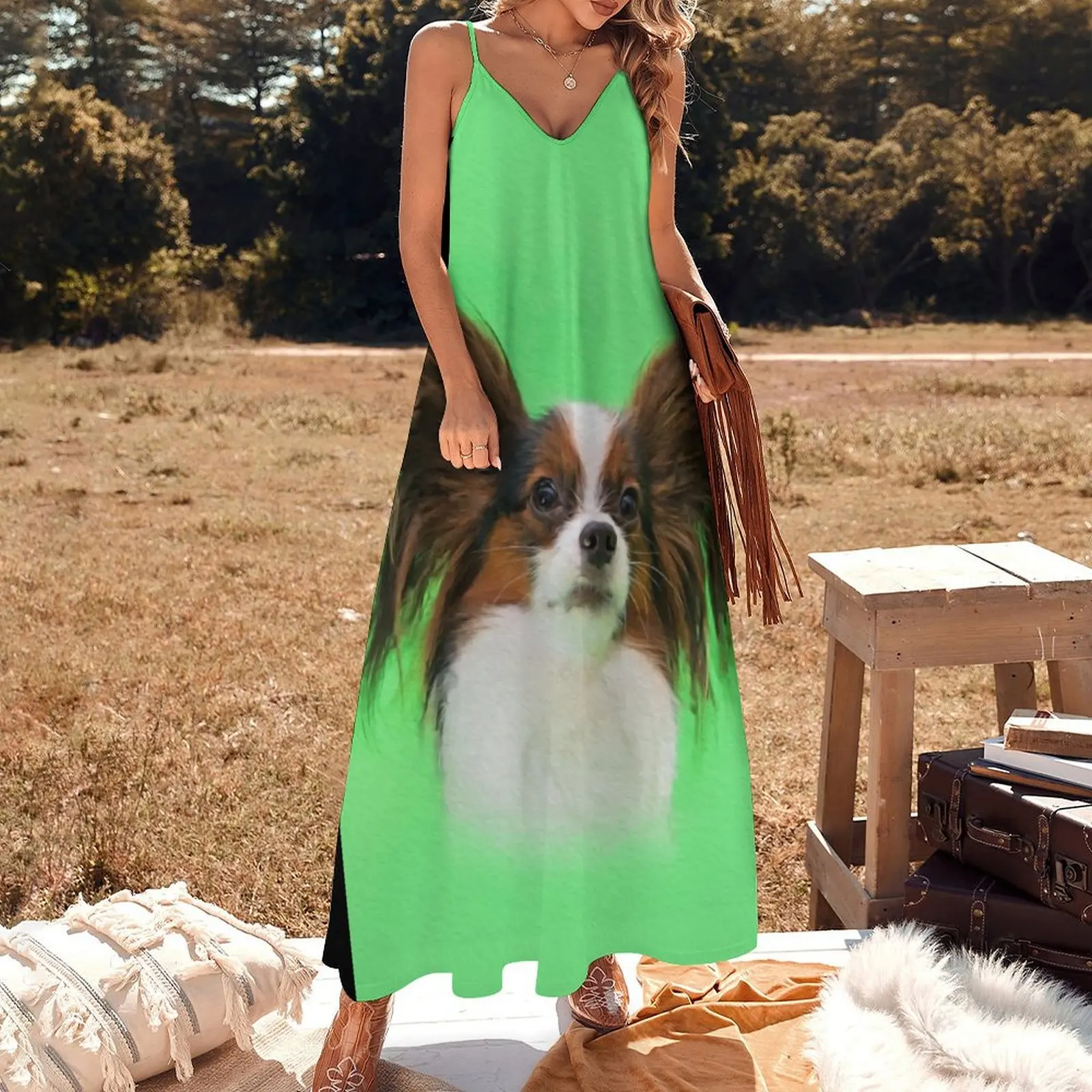 Papillon -Continental Toy Spaniel Sleeveless Dress Women's clothing dress dresses