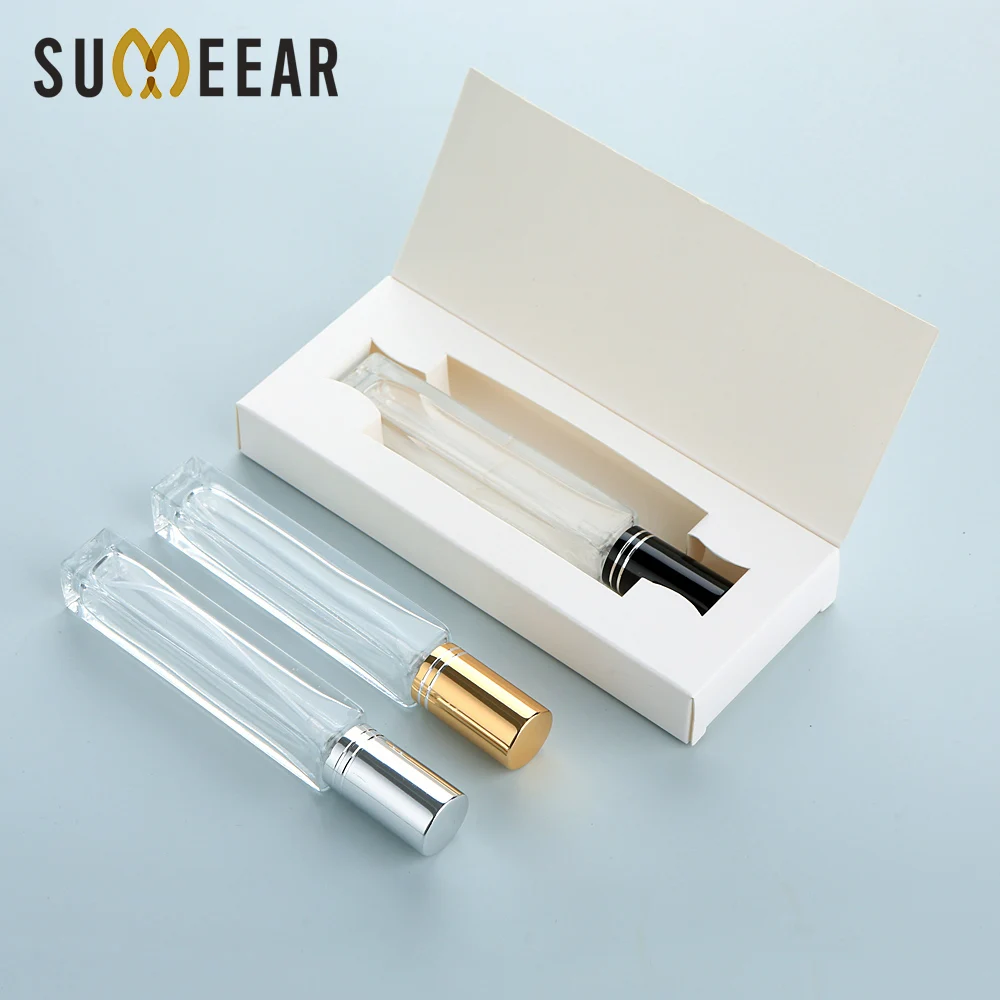 

20 PCS 10ml Perfume Spray Bottles - Square Glass Bottles with Aluminum Nozzles, Empty and Packed with Box