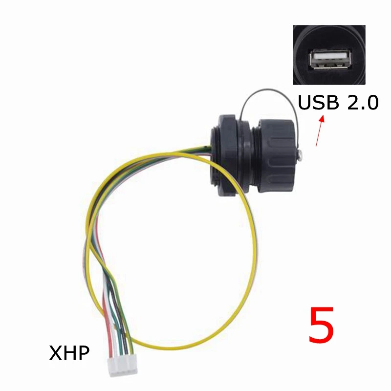 Adaptador de montaje en Panel A 5 pines XHP tipo B hembra, Conector de aviación A prueba de agua IP68, USB 2,0, enchufe hembra A, M20, M25