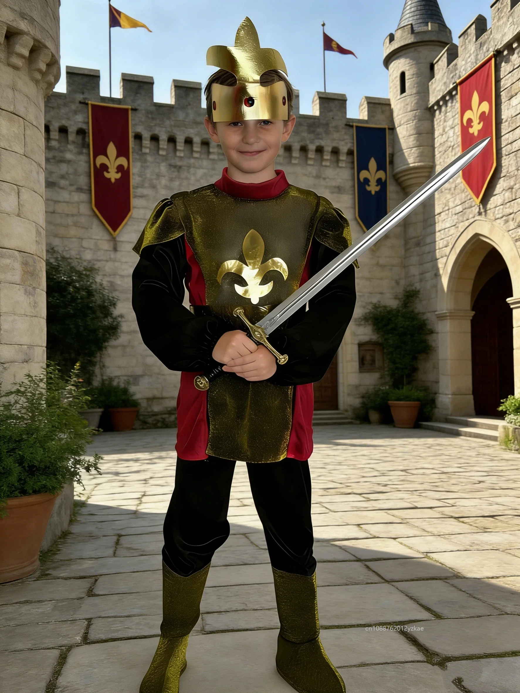 

New Enfant Greek Roman Warrior Gladiator Costume Chicos' Knight Samurai Role-play Set For Carnival Parties Fancy Dress Events