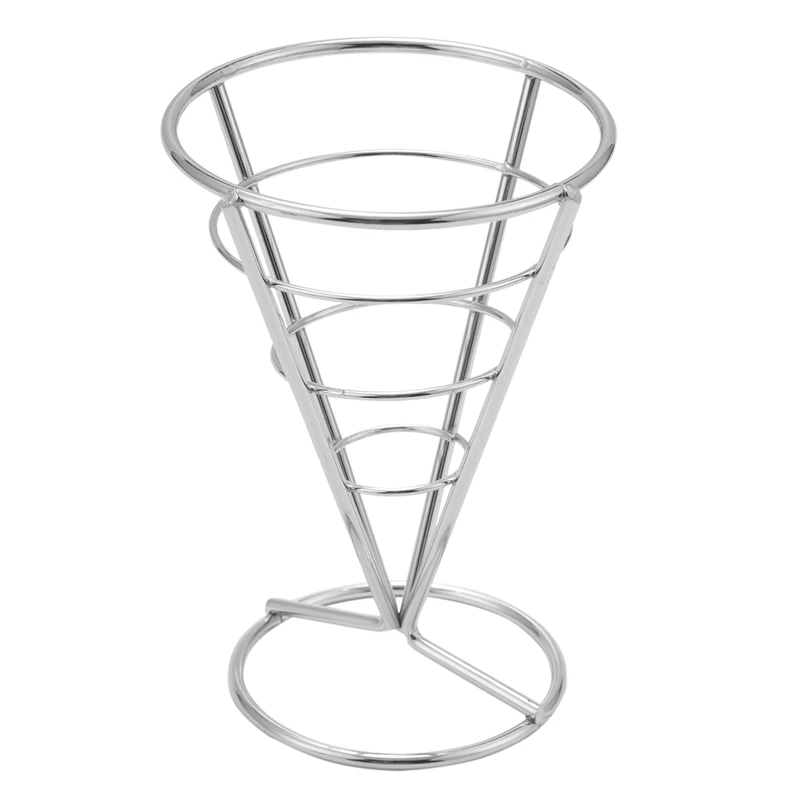 

A59Z-4 Pcs French Fries Stand Cone Basket Fry Holder With Dip Dishe Cone Snack Fried Chicken Display Rack Food Shelves Bowl
