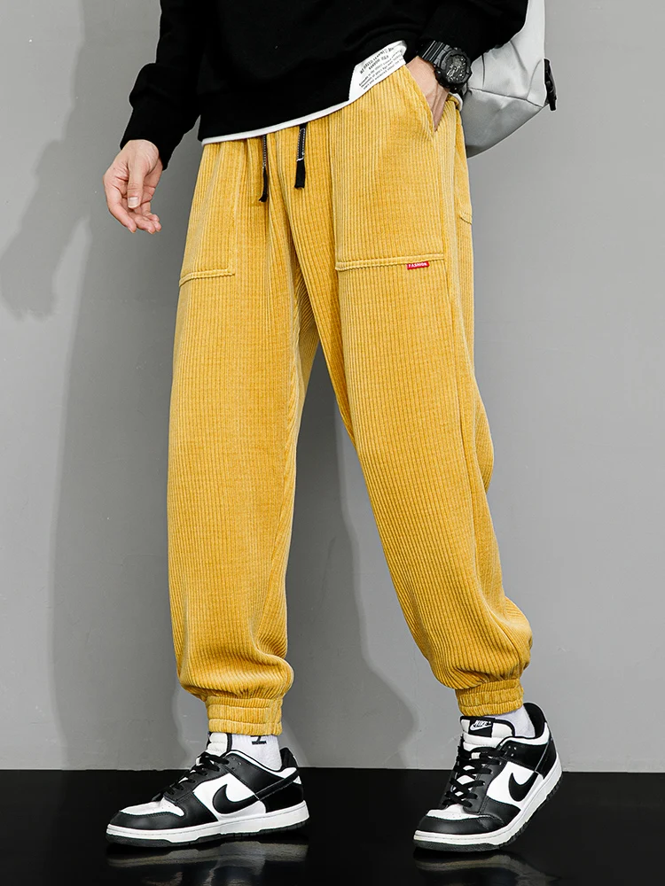 Plus Size 8xl New Men's Sweatpants Baggy Joggers Fashion Corduroy Hip Hop Streetwear Harem Pants Men Casual Loose Big Trousers