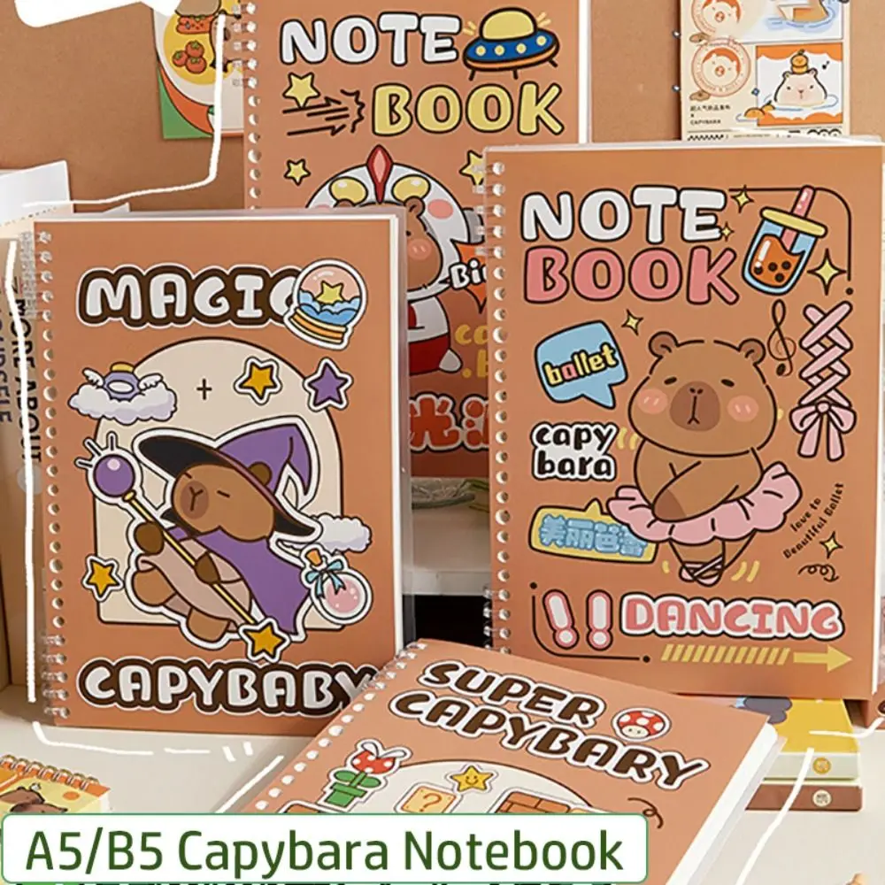 Capybara Loose Leaf Notebook A5/B5 Horizontal Line Notepad Journal Planner Studens Hand Account Book School Office Supplies