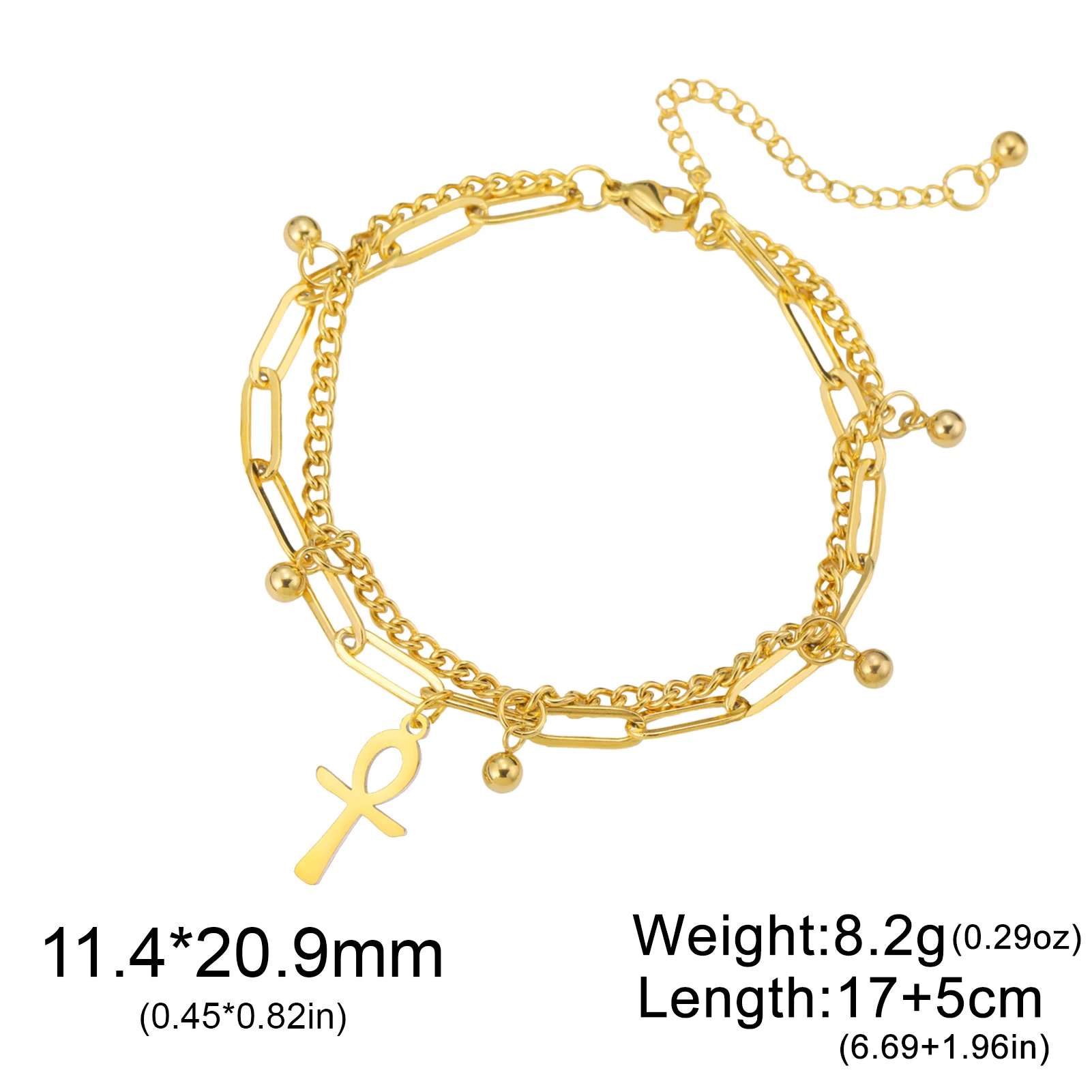 Dawapara Ankh Cross Bracelet Religious Ancient Egyptian Key To Life Prayer Amulet Supernatural Stainless Steel Jewelry - view 5
