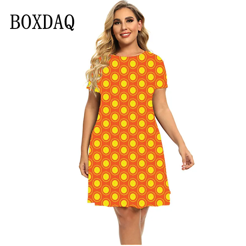 2023 Summer Fashion Polka Dot Dress For Women Short Sleeve Loose Mini Dress Casual Vintage Oversize Dress Plus Size 6XL Clothing