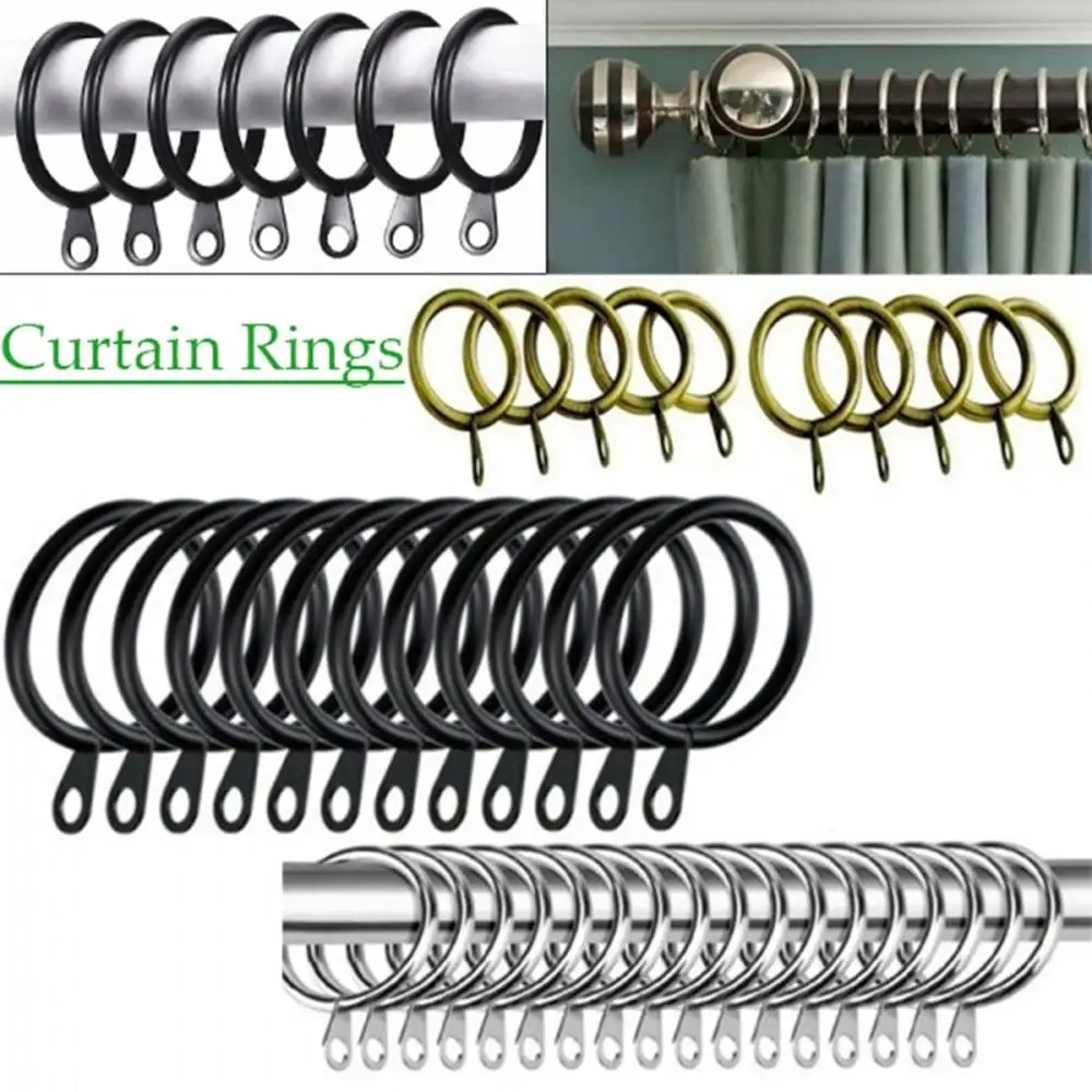 

Bathroom Heavy Duty Metal Low Noise Curtain Rings Hanging Hooks For Curtains Rods Roman circle