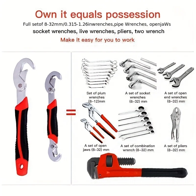 Universal Wrench, 6mm-32mm, WoodWorking Universal Spanner, Stainless Steel Non-slip Multifunctional Spanner view 3