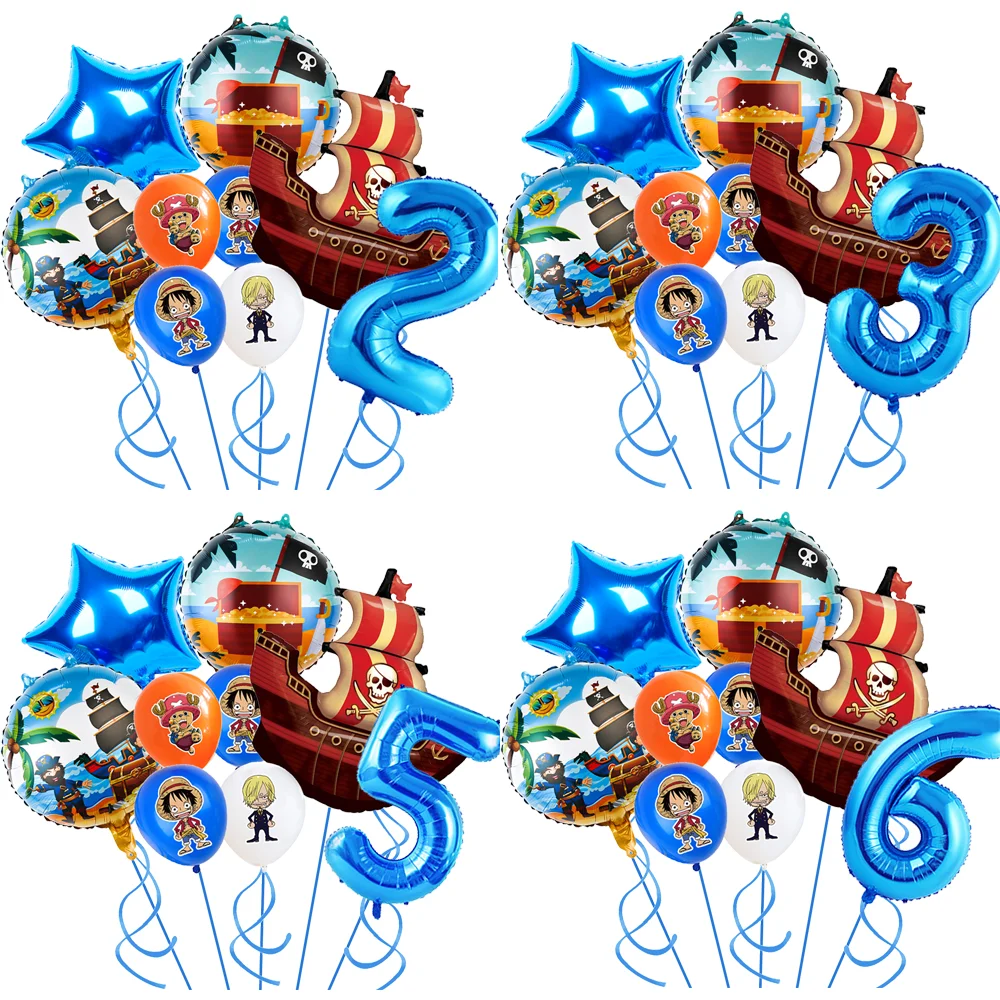 New ONE PIECE Luffy Birthday Party Decoration Foil Balloons Set Lots Package Pirate Globlos Boys Favors Birthday Gifts