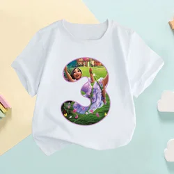 Encanto Isabela Princess Number Bow Print Kids T shirt Girls Clothes 1 2 3 4 5 6 7 8 9 Years Birthday Baby Boys T-Shirts,HKP2678