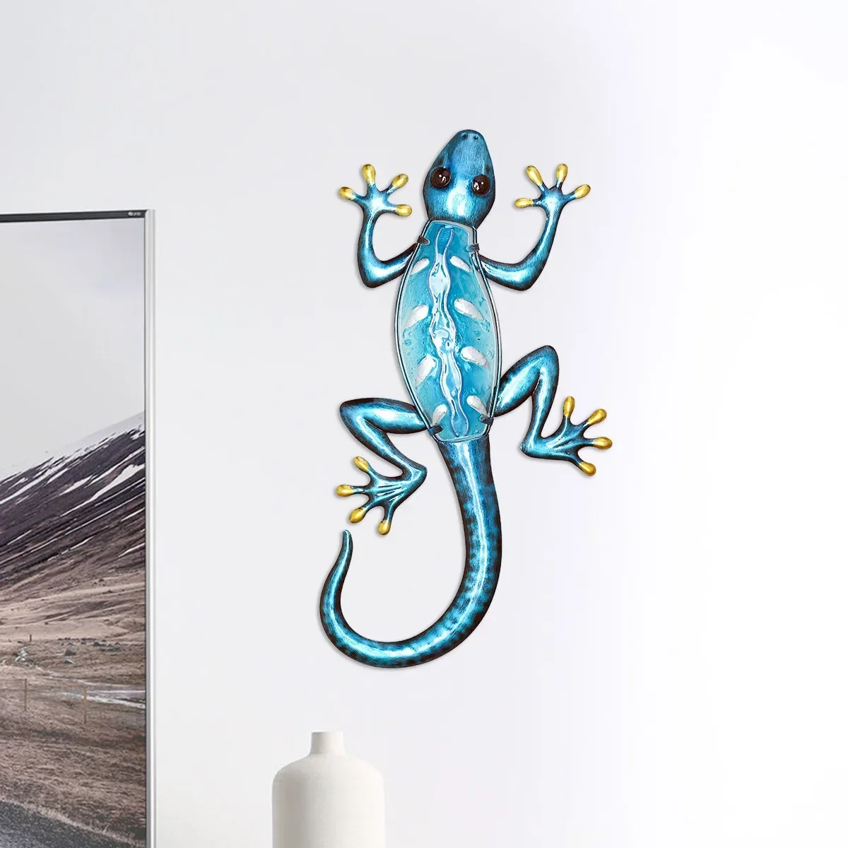 

Iron Stained Glass Lizard Wall Hanging Decor Creative Indoor Soft Decoration Art Wall Hanging Living Room Bedroom Study Room