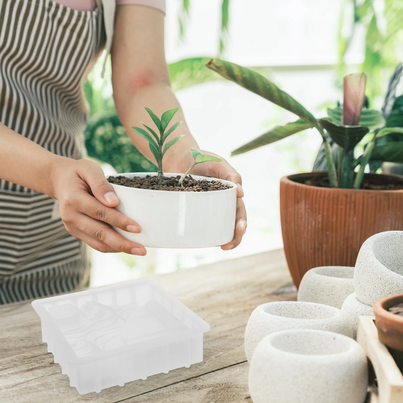 

Flower Pot Mold Silica Gel Planter Desktop Terrace Fields DIY Casting Epoxy Resin Lightweight Durable NonStick Easy Clean Plant