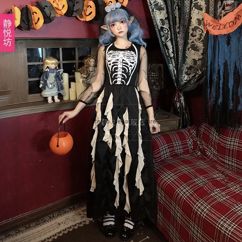 Halloween Costume Female Diablo Devil Ghost Bride Dress Dark Ghost Vampire Horror Skeleton Zombie Cosplay Costume