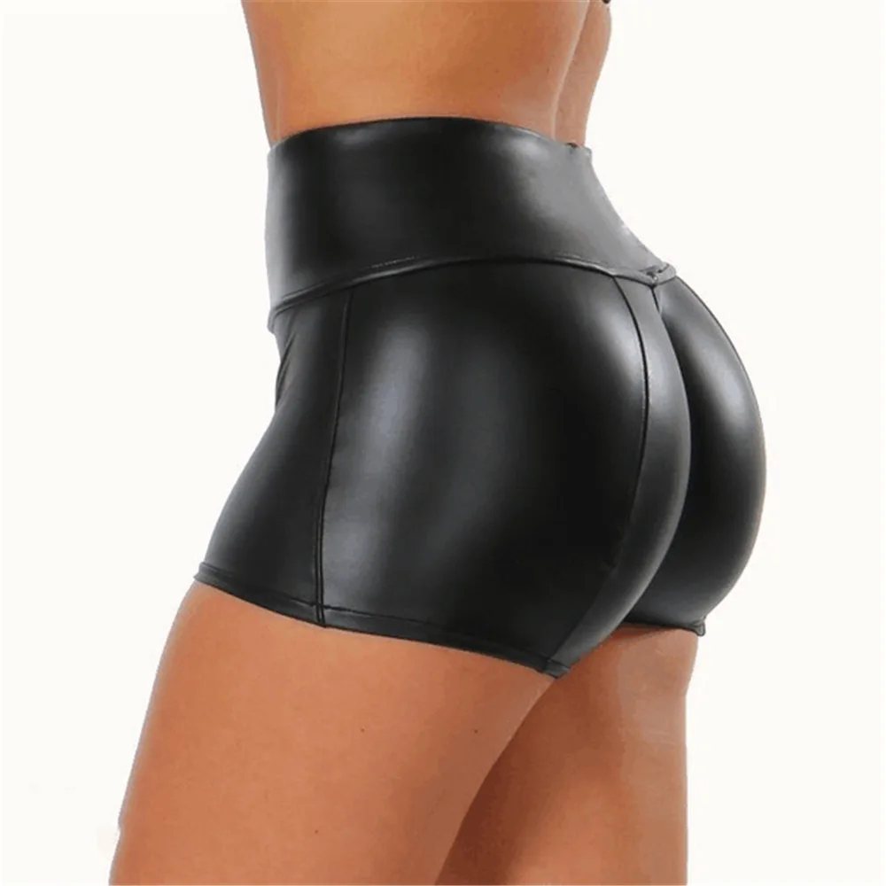 Calças de Couro Pretas Sexy e Ajustadas, orts Curtos para Mulheres, Levmento de Bumbum, Roupas de Noite, Calças Retas C...