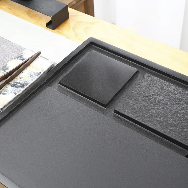 

Natural Wujinshi tea tray household whole Chinese simple living room stone tray stone tea sea black gold stone tea table tray