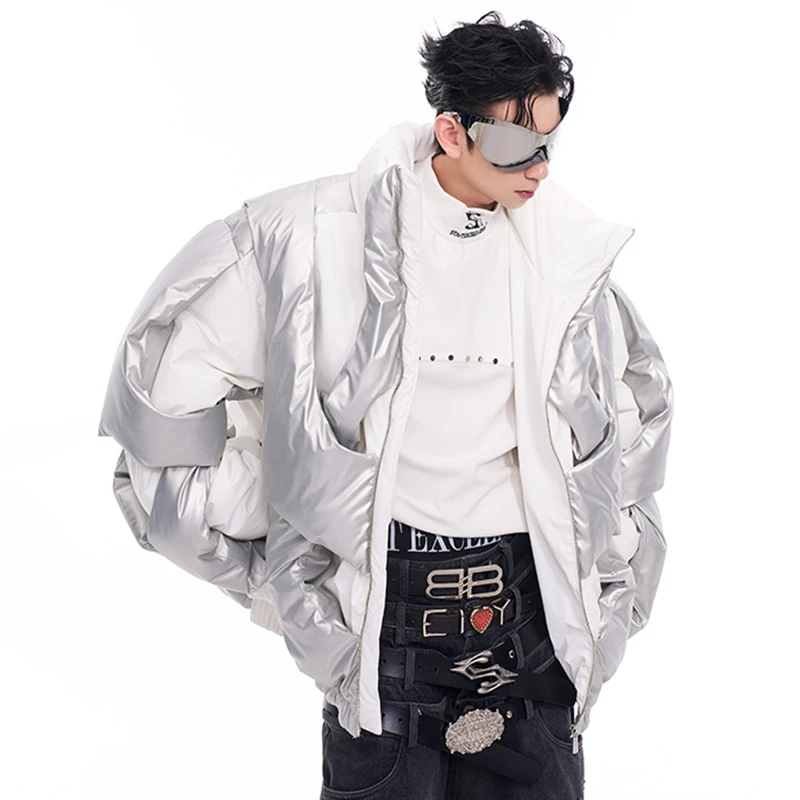 LUZHEN Designer Original Thick Asymmetric Personalized Streetwear Padded Jackets Windproof 2025 Male Liner Cotton Coats LZ8061