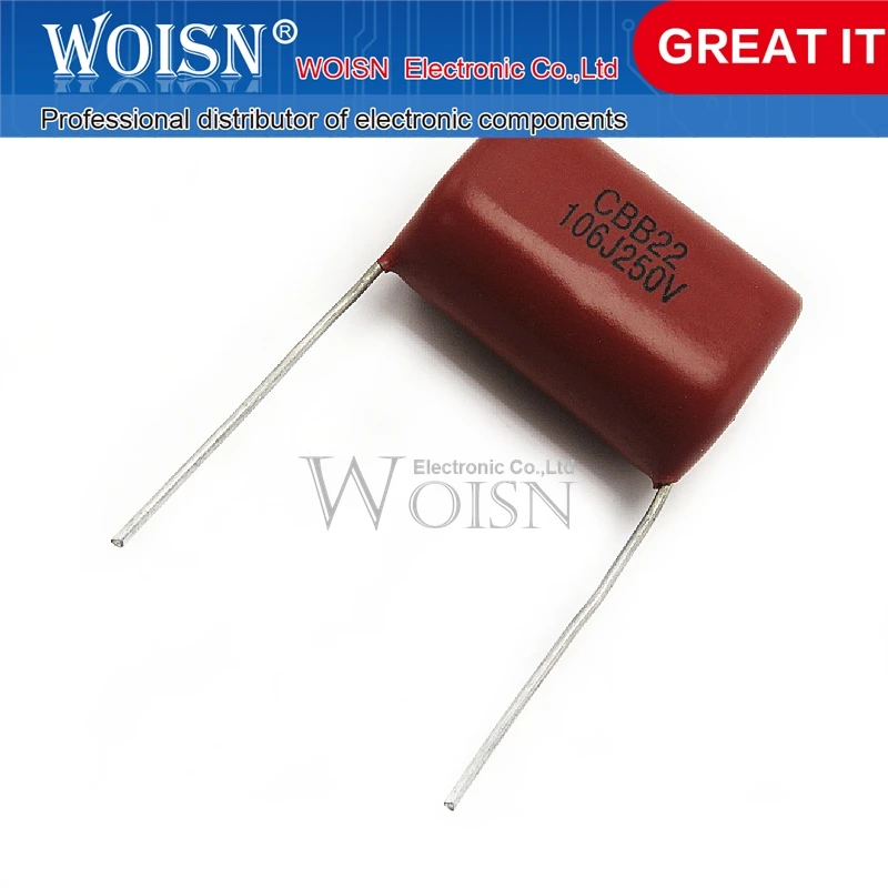 10PCS CBB22 Polypropylene Metallized Film Capacitor 250V106J 106K 10UF 250V