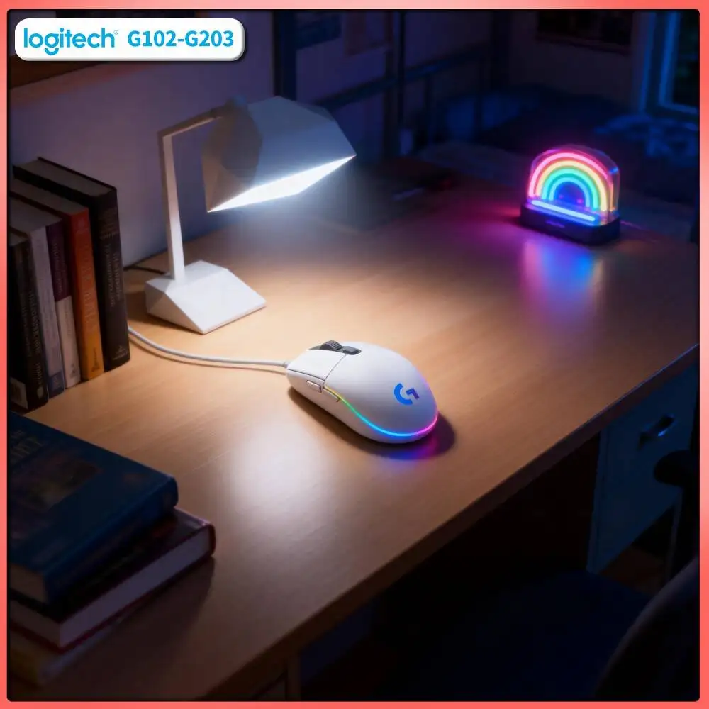 Logitech G203 Gaming Mouse 8000 DPI RGB Backlight 6 Buttons On-Board Memory 2-Year Warranty Multi-System Compatible Design