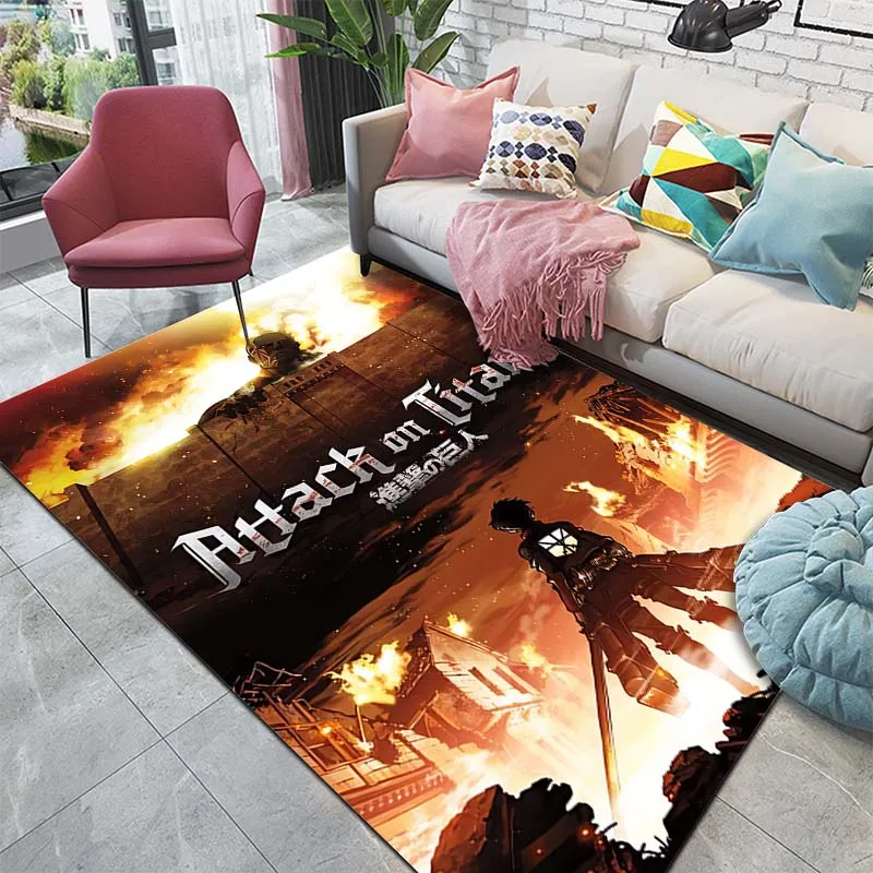 A-Attack on Titan Pattern Anime Rug Carpet for Bedroom Floor Decoration Living Room Carpet Bathroom Anti-slip Rugs Home Decor