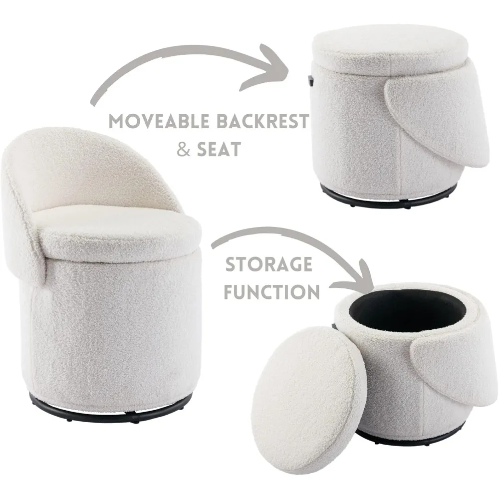 كرسي دوار معاصر بتصميم نادي أسطواني مغطى بشيربا، كرسي جانبي دوار 360 درجة للمكياج المريح