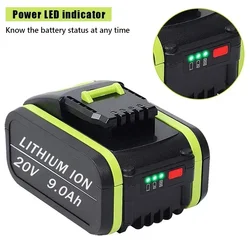 20V 9000mAh Lithium Rechargeable Battery for Worx Power Tools WA3551 WA3553 WX390 WX176 WX178 WX386 WX678 18650 battery