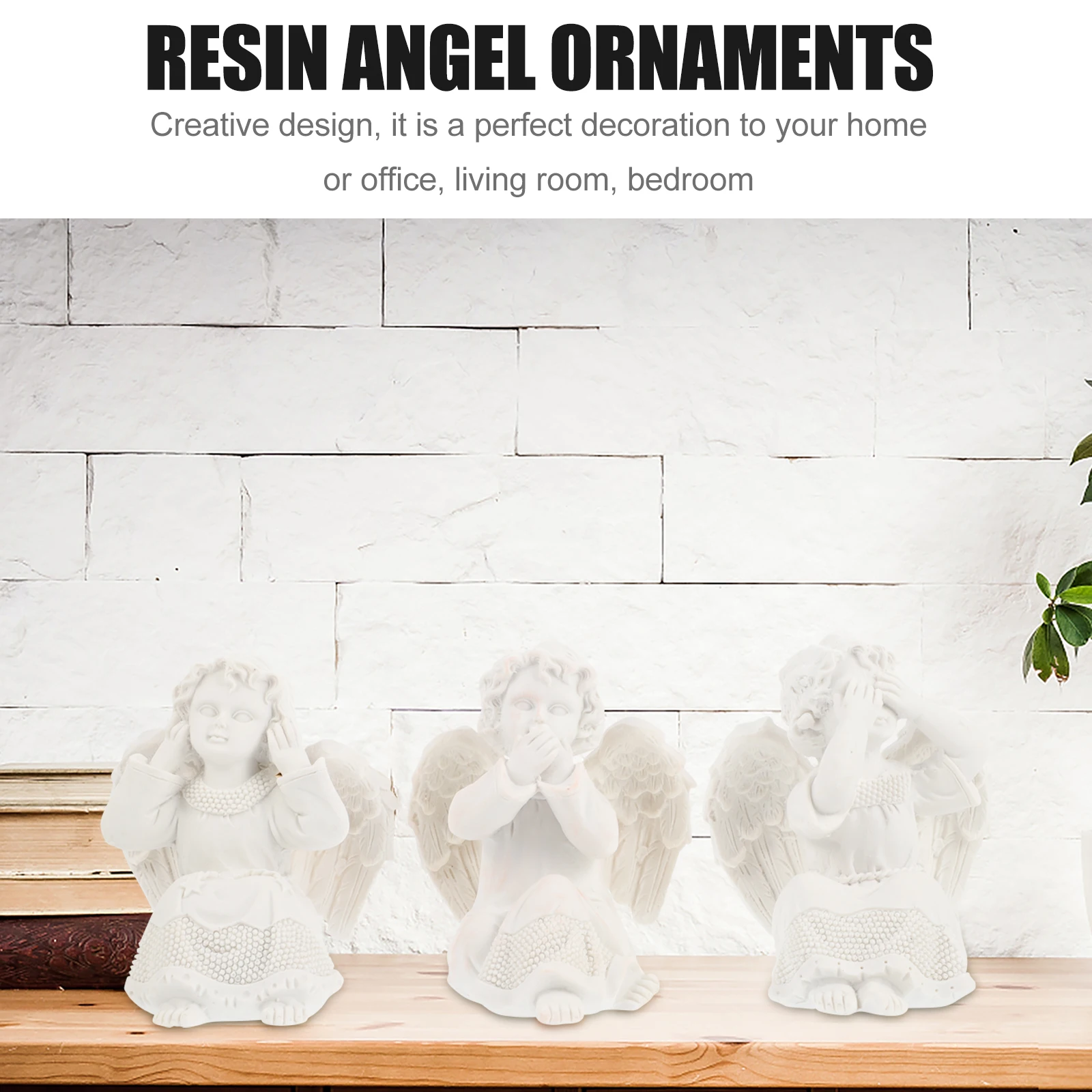 

3pcs Resin Craft Angel Artwork Ornament Home Desktop Decoration Shape Adornment Vintage Statue Eco-Friendly Lovely