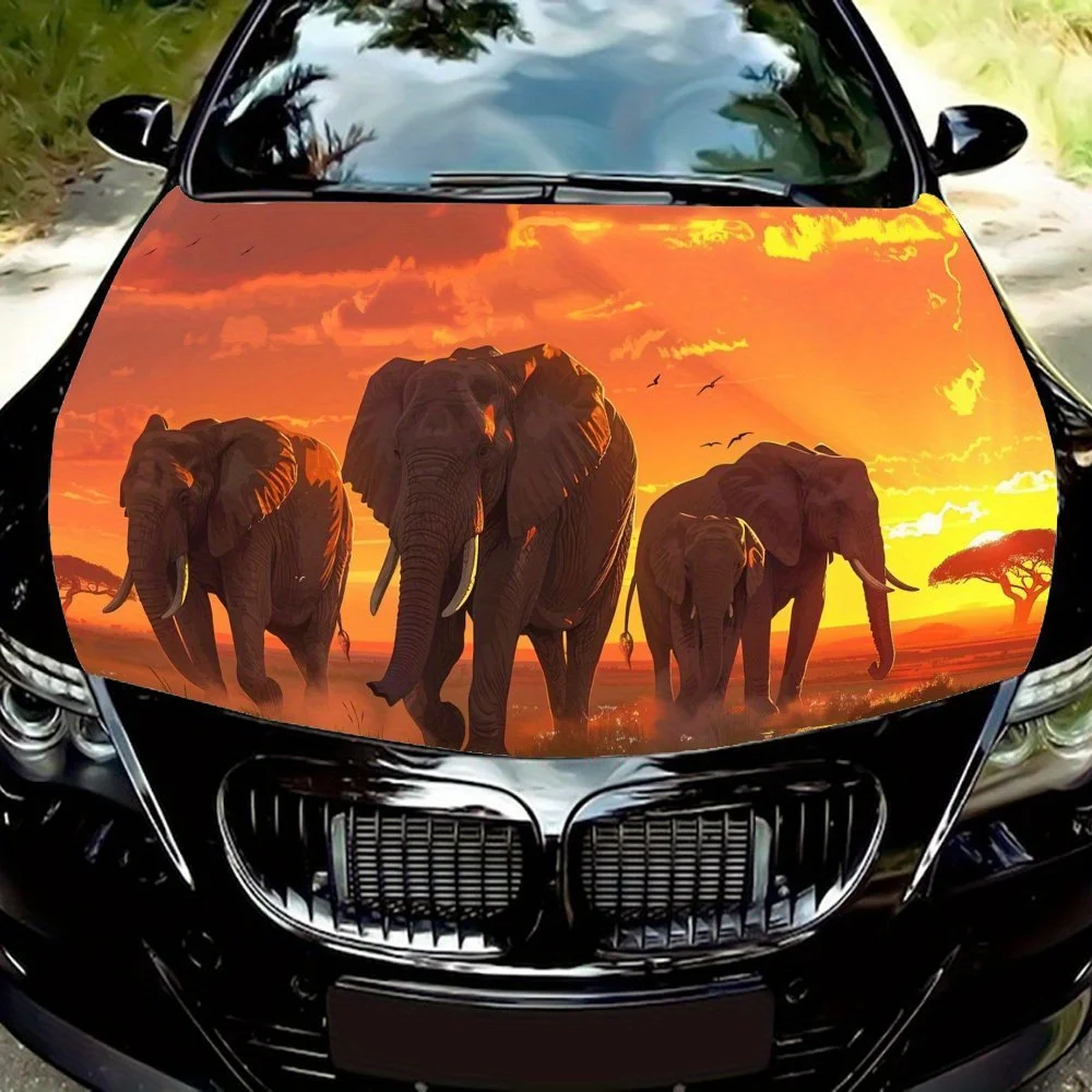 

Африканские наклейки на капот двигателя Savanna Elephant из ПВХ, подходят для автомобилей и внедорожников, прочные, стильные автомобильные аксессуары, которые Ea