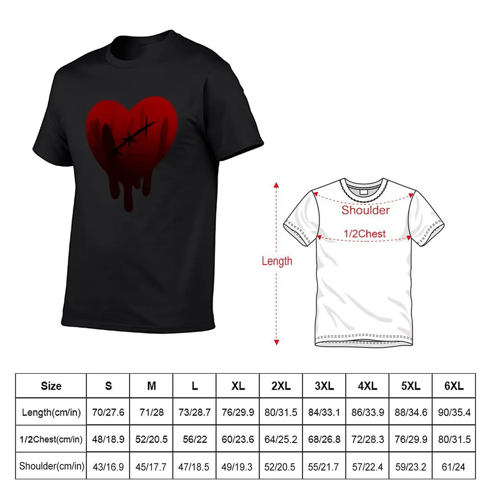 Bleeding Heart T-Shirt Anime t-shirt vintage t shirts kawaii clothes sports fans plain white t shirts men