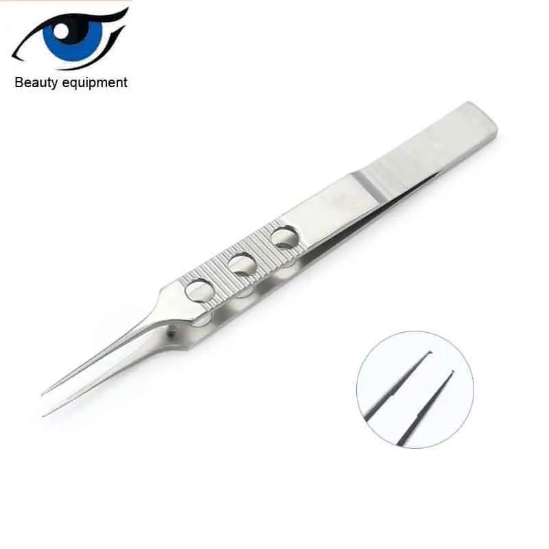 11CM Micros Stainless steel dovetailed straight/curved head tweezers platforms tweezers Ophthalmic forceps